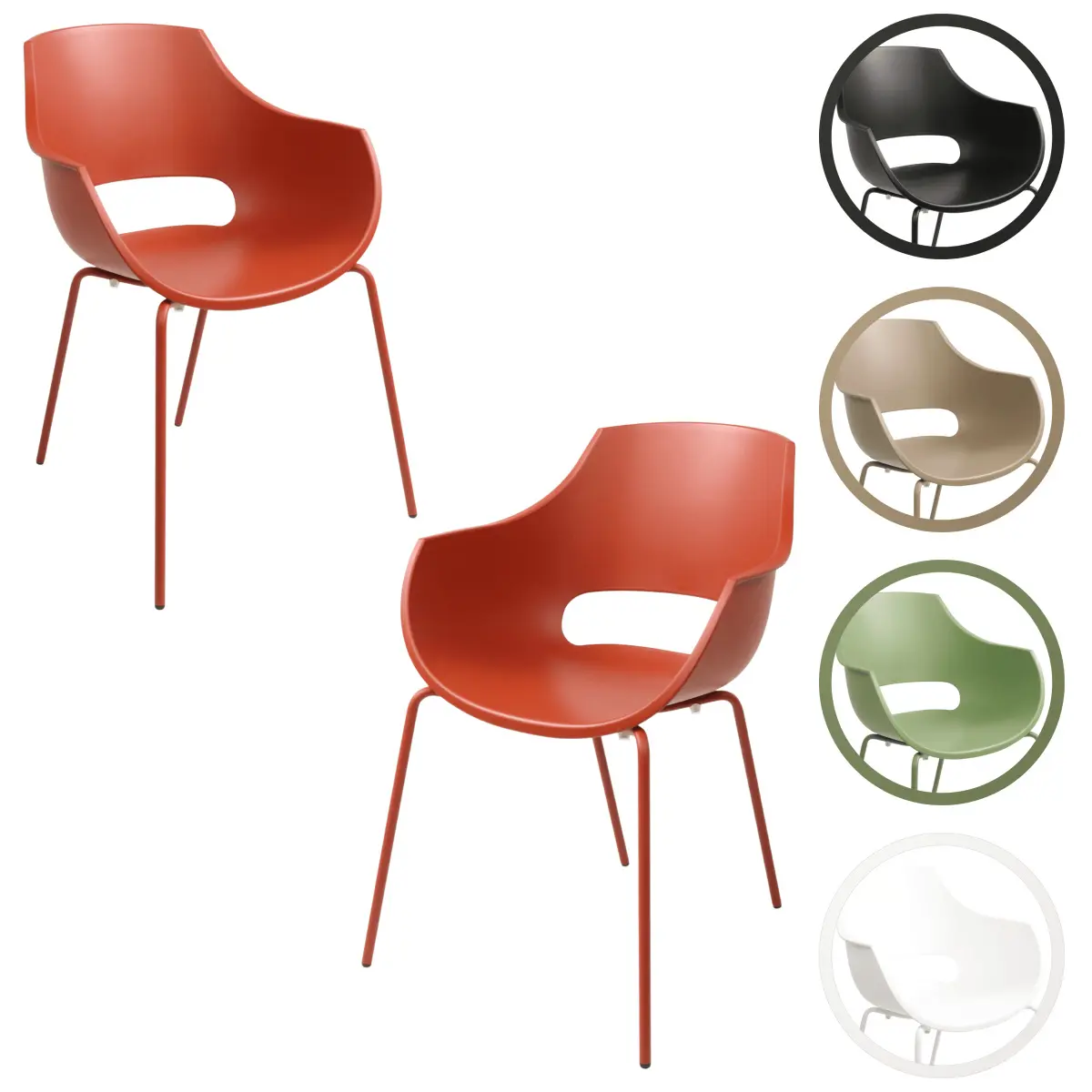 [FT-URBN-ML-PRO-WHT-2PCS] Furnish Theory Urban-ML Pro Indoor/Outdoor Stackable Dining Armchairs Arm Chairs w/ Glass Fiber-Reinforced Polypropylene Shell & Powder-Coated Steel Legs (Various Colors; Made in Turkey; Set of 2) (White)