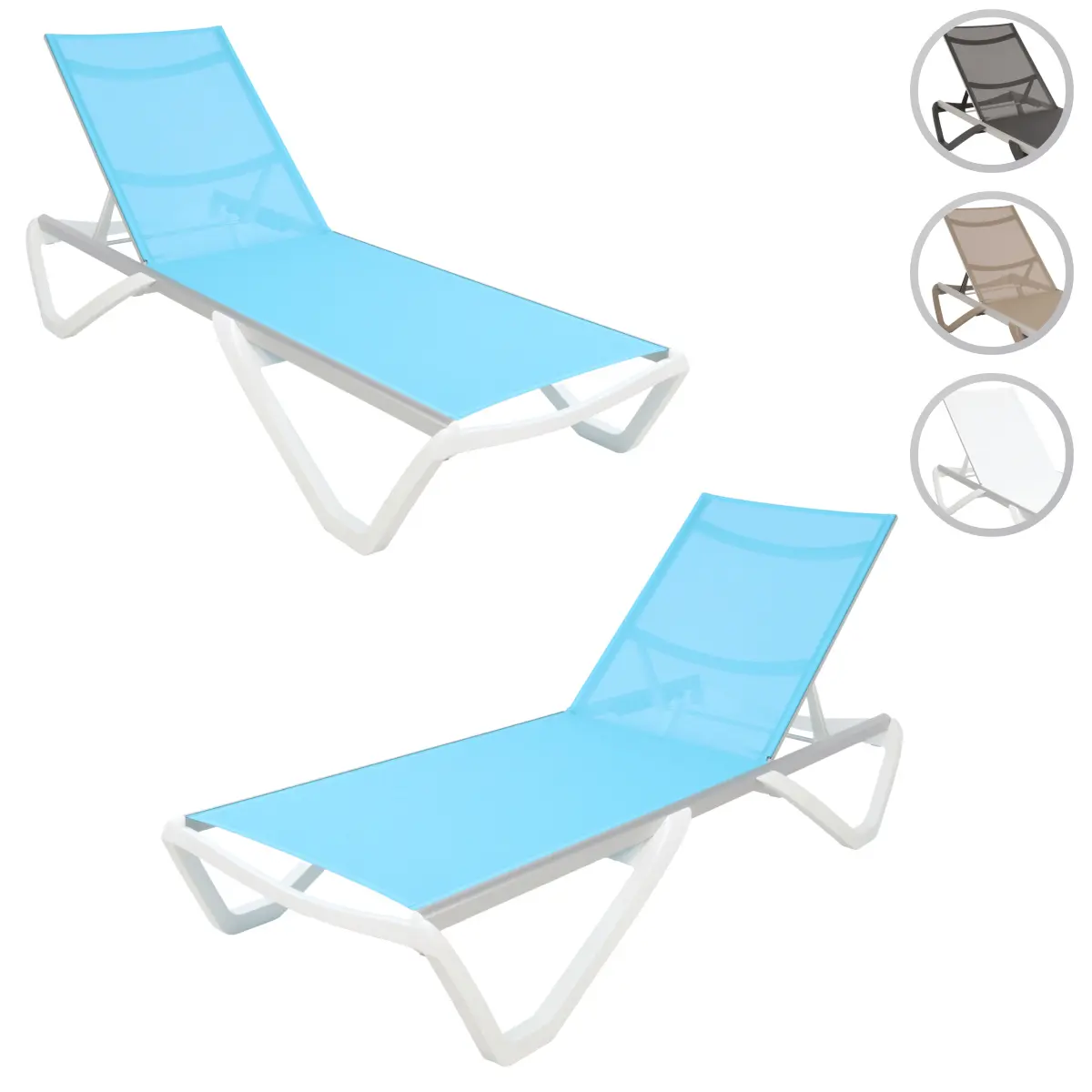 [FT-SEA-BRZ-SNLNGR-2PCS-ANTHRCT-ANTHRCT] Furnish Theory Seabreeze Deck Patio Sunloungers Sun Loungers Lounge Chairs Outdoor Sling Chaise Loungers (Various Frame & Mesh Configurations; Set of 2) (All-Anthracite)