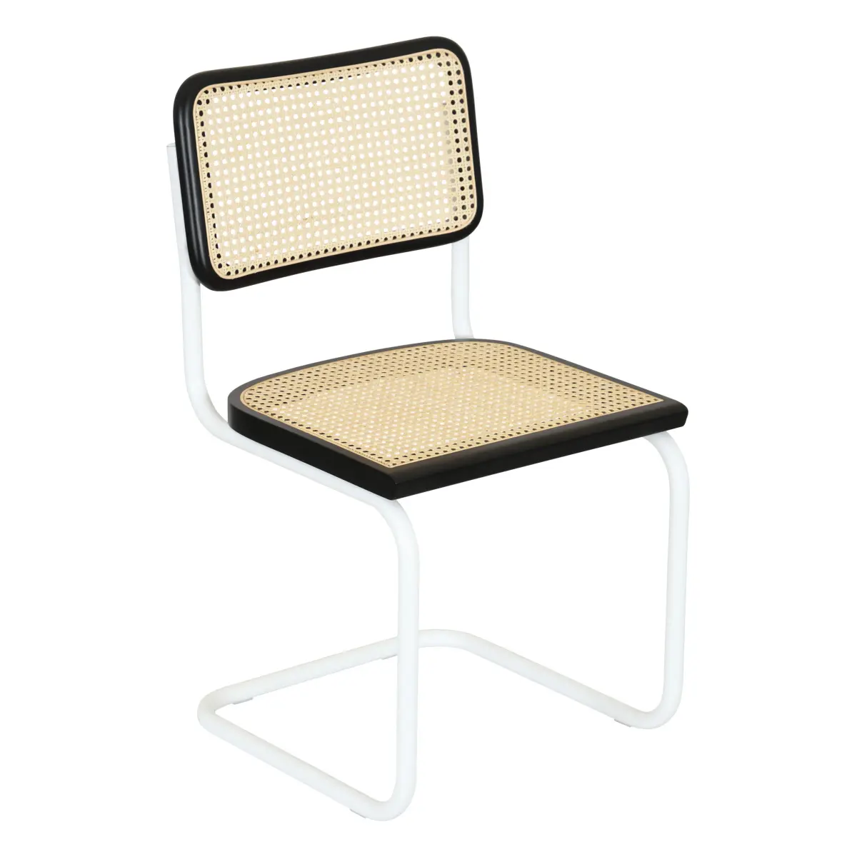 [BCC-CSCA-SC-WHTF-CHRYW-NTRLC] Breuer Chair Company Cesca Cane Cantilever Side Chair w/ White Frame (Various Wood Finishes & Cane Colors; Made in Italy) (Cherry & Natural)
